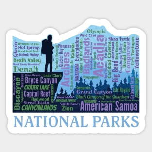 All National Parks List Word Cloud Sticker